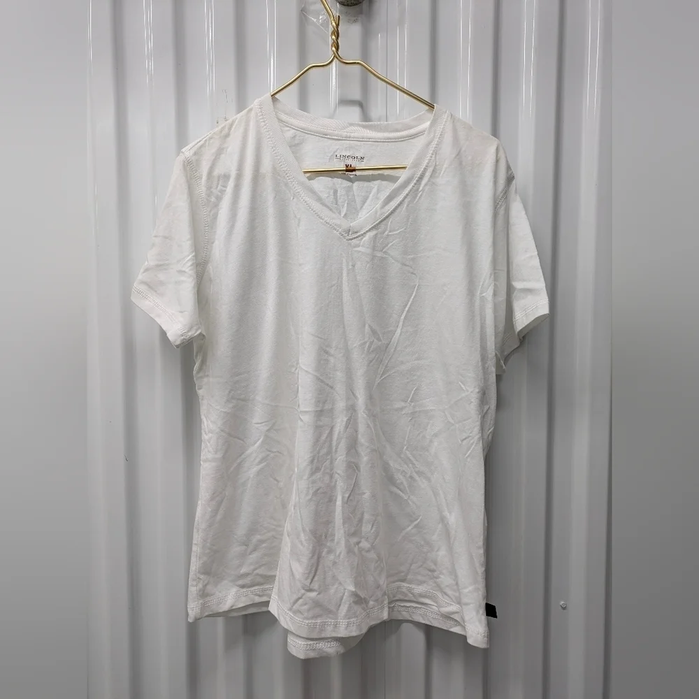 lincoln Outfitters Classic White V-Neck Tee